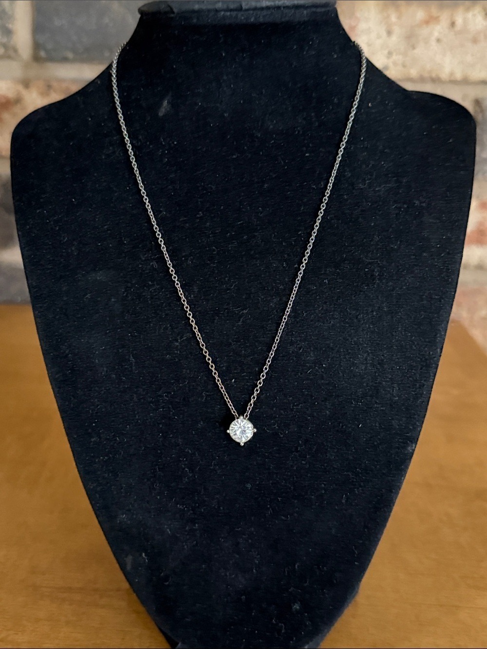 Vintage CZ solitaire pendant necklace